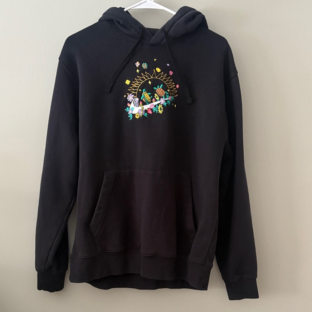 Nike Men's Black Hoodie with Colorful Embroidery Size Large